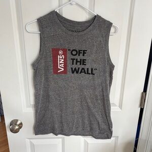 Vans Gray Muscle Tee with Red Accent
